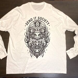 Send It Society Men’s 2XL Long Sleeve Tee Shirt Mythical Mask Graphic Design
